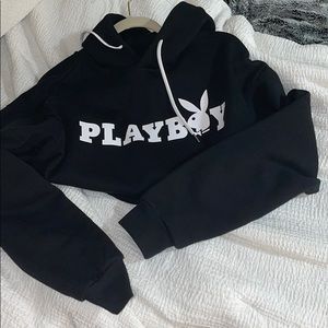 cropped playboy hoodie
